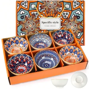 Bohemian Ceramic Bowl Set 6Pcs