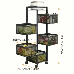 Kitchen Storage, Rotating 5-Tier Metal