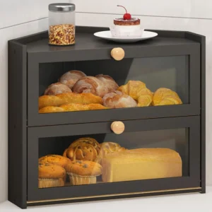 Large Corner Bread Box with Window